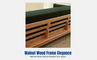 Nordic Solid Wood Sofa, Modern Minimalist Fabric Couch, Living Room Set, Walnut Wood, Removable Cover