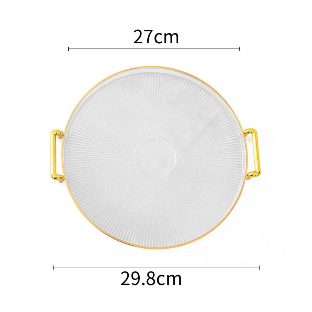 Round Serving Tray Light Luxury Gold Rim Tray Easy to Carry for Hotel, Tea Table