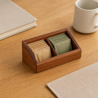 Wooden Tea Bag Box Slanted Top Coffee Packet Holder Divided for Break Room, Cafe