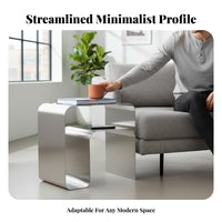 Minimalist Design C-Shaped End Table single-Piece Construction Nightstand Modernist Movement Inspired Household Furniture Vintage and design for Apartment Dwellers, Homeowners, Students, Living Room, Small Spaces, Home Office, Lounge Area