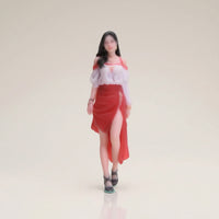 Color-Printed Miniature Girl Figurine Painted Character Model Mini Female Figure for Tabletop Layouts