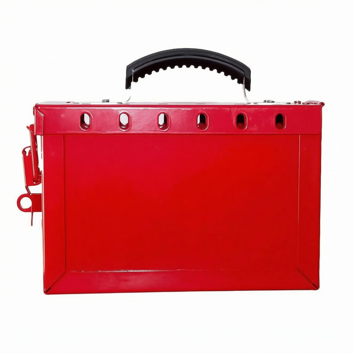 Portable Group Lockout Box Black Carry Handle Lockout Hazard Identification Box Latch Closure