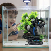 Aquatic Habitat Rockery Landscape Realistic Design Artificial Rockery with Tree Resin Mountain Decoration Aquatic Pet Habitat