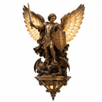Archangel Michael Wall Sconce Bronze Tone Home Decor Antique Design