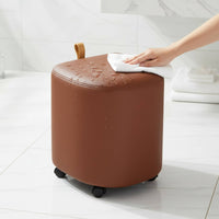 Soft Padded Seat Makeup Chair with Wheels Cream Design Storage Ottoman Stool Sturdy Wood Frame for Dressing Room