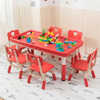 Kids Activity Table, Height Adjustable Tuff Tray for Messy Play, 120cm x 50cm Rectangular Water Table, Synthetic Polymer for Kindergarten