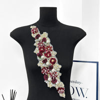 Heavy-Duty 3D Garment Accessory, Dress Box Decorative Beaded Rhinestone Lace Flower Fabric Patch