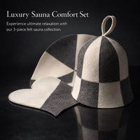 Wool Sauna Hat Set for Steam Bath, Sweat Absorbing Sauna Cap for Men Women, Heat #variant:Sauna Hat Set - White with Grey