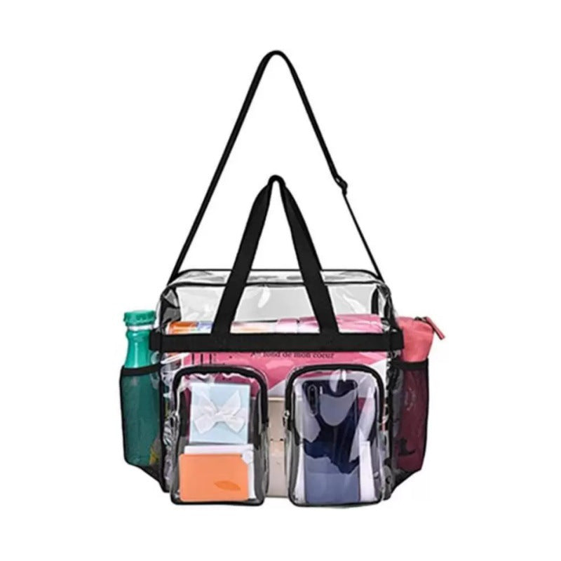 Transparent PVC Shoulder Bag Multi-Pocket Convenient Handbag Travel Bag Large Capacity Swimming Bag