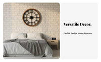 Wooden Wall Clock Roman Numeral Retro Nordic Design Round Clock Quiet for Bedroom, Living Room, Entryway