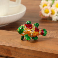 Fish Jewelry Box Enamelled Fish Trinket Box Rhinestone for Desktop