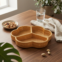Divided Serving Tray Brown Serveware Handwoven