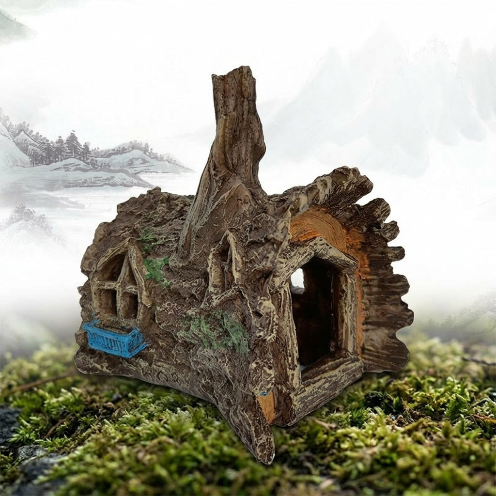 Fish Tank Caves and Hides, Realistic Driftwood Fish Tank Cave for Fish, Fish Tank Hideaways, Resin Tree Trunk for Small to Mid-sized Tanks