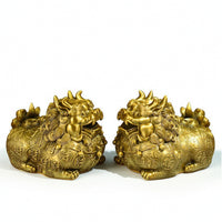 Brass Pixiu Ornaments Chinese-Style Figurines Feng Shui for Office