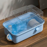 Syrian Hamster Cage, 2-Level Transparent Hamster Cage for Golden Hamster, Large Space Rectangular Portable Indoor Habitat with Carrying Handle