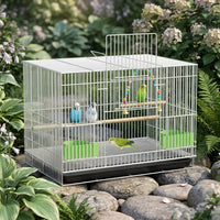 Large Pet Bird Cage, Iron Wire Indoor Enclosure with 4 Perches for Cockatiels Parakeets Budgie Lovebird, Multi-Compartment Box-shaped design