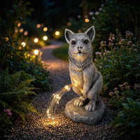 Solar Resin Dog Statue Outdoor Dog Figurine with Solar Light Self-Charging