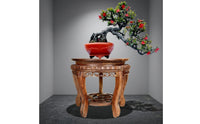 Antique Look Carved Wooden Tray Stand Heavy Duty Round Wood Stand Wooden Display Riser for Living Room, Garden