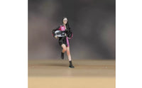 Motorcycle Girl Figurine Color-Printed Running Girl Figure Miniature with Helmet Tiny Scale Figure Model Compact for Collectors