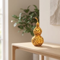 Brass Gourd Auspicious Brass Gourd Statue Hollow Tabletop Decor for Entryway