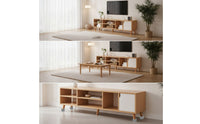 TV Cabinet Northern European TV Console with Door Wooden Media Console for Living Room, Small Apartment