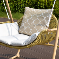 Hollywood Swing Chair, Rustic Garden Swing 178x68x73cm, Garden Furniture for Terrace, Gray/Beige