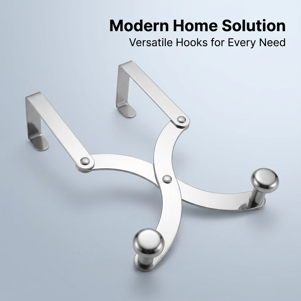 Over Door Hanger Hooks, Stainless Steel Over Door Hanger, Retractable Over Door Hooks for Hanging Clothes, Door Hooks Small Space Solution