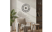 Wall Clock with Metal Frame Openwork Metal Wall Clock Silent for Bedroom, Office