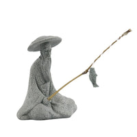 Simulated Fishing Elder Ornament for Garden Rockery and Bonsai