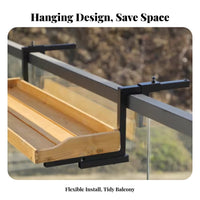 Hanging Railing Planter Box sturdy Wood Construction Adjustable Railing-Mounted Shelf Weatherproof Easy Installation for Patio