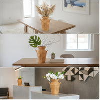 Faux Rattan Vase Tabletop Vessel Rustic for Decorators