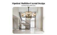 Crystal highlights helical Staircase Light Luxury Design helical Staircase Chandelier Statement Piece Ceiling Fixture Modern aesthetic for Villa Owners, Homeowners, Interior Designers, Living Room, Foyer, attic space Space
