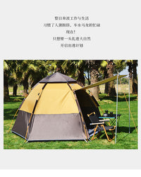 Desert&Fox Hexagonal Double-Layer Tent, 3-Person, Auto-Open, Waterproof