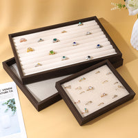 Vintage Walnut Jewelry Organizer Tray with Velvet Lining