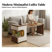 transformable C-Shaped Table Foldable Design Household Furniture Extendable Surface Lower Storage Shelf for Homeowners, Seniors