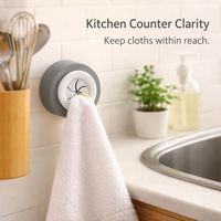 Bathroom Sink and Kitchen Towel Rack with Push-In Design for Homeowners, Wall Mount Suction Hook for