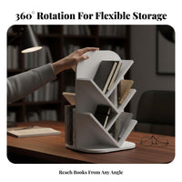 360-Degree Rotation Rotating Desktop shelf unit Multitier Design Book Organizer Space-Saving Display Rack Large Capacity for Children, Students, Study Room, Home Office, Classroom, Bedroom