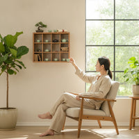 Wall-Mounted Display Shelf Rustic Teacups Display Rack Wooden Wall Shelf Farmhouse for Study
