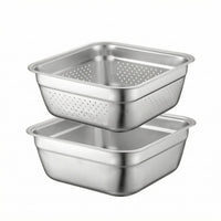 2 Pieces Nesting Basin Set Silver Finish Kitchen Supply Multifunctional