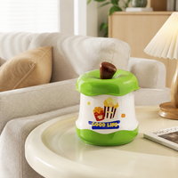 Desk Trash Bin, Mini, Sanitary Box, Food Waste, Trash Bin, With Lid, One-touch Open/Close, Office, For Desk, PP, Green White, 210g