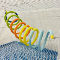Parrot Toy Spiral Perch, Colorful Bird Swing and Tunnel for Avian Enrichment, Small Bird Toy Hideaway for Adult Animal Cage Decor Fun