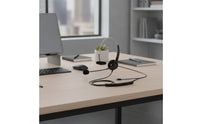 Coiled Wired Headset with Single Ear Cushion Handsunrestricted Headset with Flexible Audio Pickup Arm Adjustable Long-Lasting for Call Center Agents, Customer Service Representatives, Office Workers, Offices