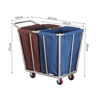 Hotel Linen Cart Easy to Clean Stainless Steel Laundry Trolley Waterproof Bag
