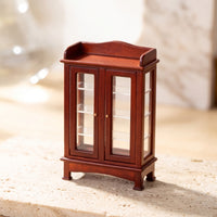 Dollhouse Cabinet with Glass Doors Freestanding Miniature Display Cabinet Realistic Miniature Furniture Display Shelf for Miniaturists, Diorama