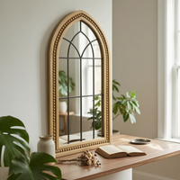 Windowpane Arch Mirror Beaded Trim Arched Window Mirror Decorative
