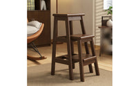 Three-Step Stool Sturdy Wooden Step Stool Finish Furniture for Seniors, Closet, Pantry