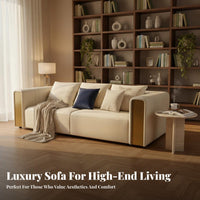 Lowoutline Straight-Line Sofa Light Luxury aesthetic Living Room Seating Italian Inspired Couch for Families, Adults, Showroom, Lounge Area, Movie evenings