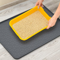 Silicone Pet Mat and Dog Mat with Honeycomb Texture, Non-Slip Cat Mat for Food, Pet Feeding Mat with Raised Edge for Spotless Floors