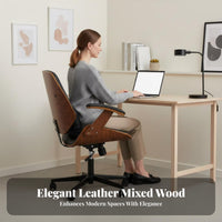Curved Wood Task Chair Height Adjustable rotate Seat mid-century-centuryera Modern aesthetic
