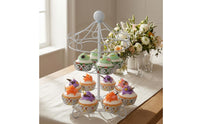 Powder-Coated 12-Cup Cake Stand Iron White Cupcake Stand Openwork Tableware Curled Feet
